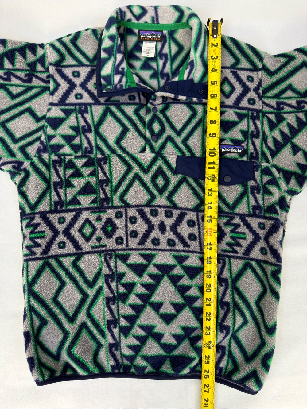 Patagonia Synchilla Snap-T Men’s XS Gray Green Aztec Fleece Pullover - Picture 8 of 13